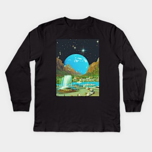 River Valley - Space Collage, Retro Futurism, Sci-Fi Kids Long Sleeve T-Shirt